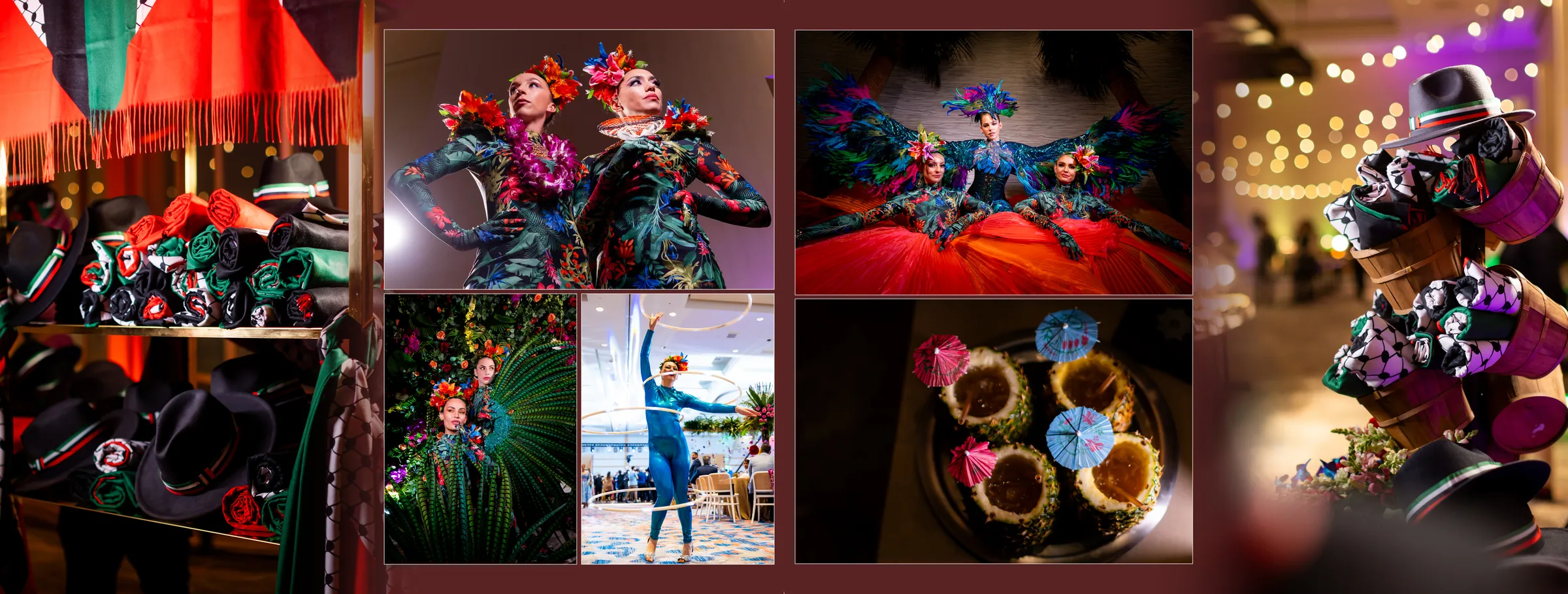 Henna night stage with dabke performers, costumes and flower details